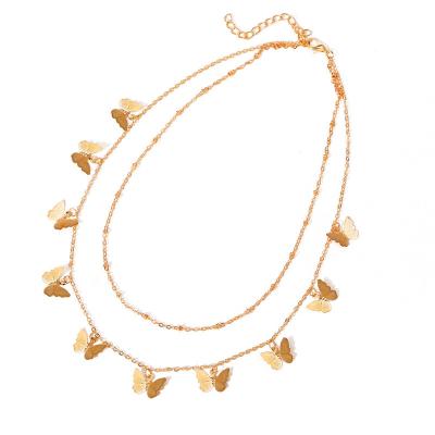 China CLASSIC Simple Butterfly Double Layer Exquisite Necklace for sale