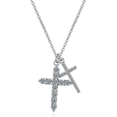 China Woman Girls Classic Zircon CZ Simulated Diamond Cross Necklace Pendant Necklace for sale