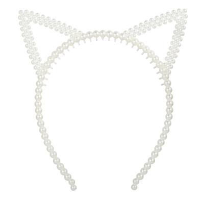 China Korean Fashion Plastic Headband For Girls Beads Hair Accessories Cute Cat Ear Hair Bands for sale