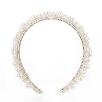 China Sweet Bride Hair Ornament Women's Pearl Hair Ornament Women's Knot Hair Ornament Circle Headdress Bow Hairpin Crown Knitting Headband for sale