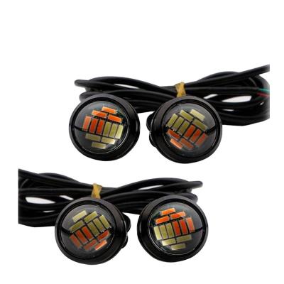 China New Style 4014 12SMD Eagle Eyes Fog Light Dual Color 12V Interior Reverse Dash Light Waterproof Fog Lamp Yellow White 23mm for sale