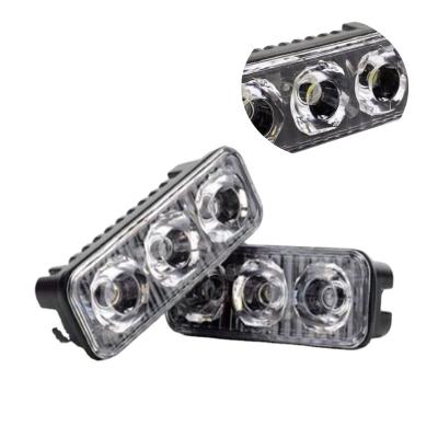 China Univeral Led Daytime Running Lights 3smd LED DRL Car Fog Lamp Waterproof Strobe 9v-12v Emergency Warning Light Car Truck Flash Red Blue for sale