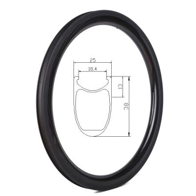 China Road Bikes High Quality Lightweight Gloss Black 3K Twill Weave 38mm 25mm Full 507 bmx Carbon Bicycle Rim for sale