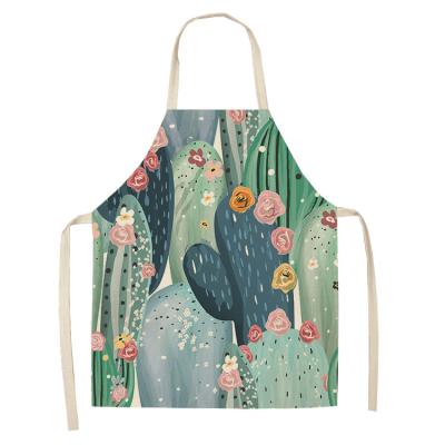 China Modern Cactus Printing Apron Multifunctional Couples Kitchen Spoof Apron Funny Cooking Apron For Men And Women for sale