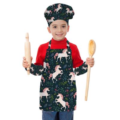 China Fashion Baking High Quality Sleeveless Quilting Print Unicorn Apron Horse Set For Kids for sale