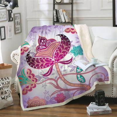 China PORTABLE Mandala Flower Digital Throw Blankets Shear Fleece Home Blanket Adult Soft Comfort Blanket for sale