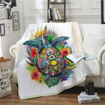 China PORTABLE Summer Style Blanket Winter Black And White Printing Turtle Printing Blanket Sofa Soft Bed Blanket for sale