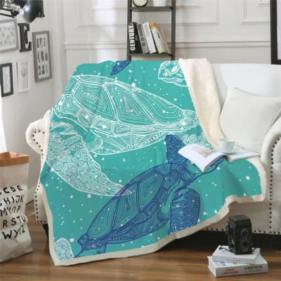 China PORTABLE Style Blue Turtle Ocean Blanket Throw Sofa Series Coral Octopus Knit Blanket Printing Cheap Blanket for sale