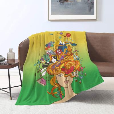 China New PORTABLE Soft Designed Soft Comfy Winter Sofa Blanket Digit Print Sublimation Fleece Blanket For Bed for sale