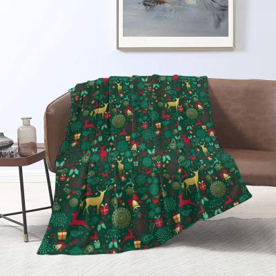 China PORTABLE wholesale products print elk santa claus flannel santa claus soft blankets for sale