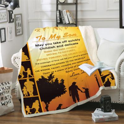 China PORTABLE High Quality Flannel Blanket To My Daughter Son Belongings Cozy Letters Blanket Idyllic Gift Fleece Blanket for sale