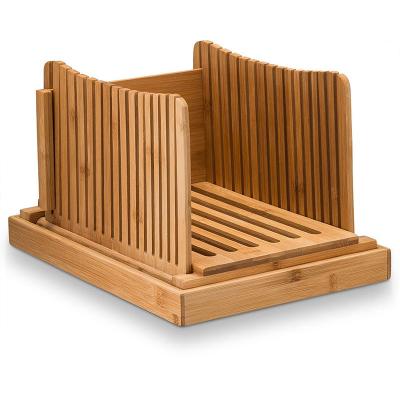 China Durable High Quality Adjustable Bamboo Foldable Bread Slicer With Cutting Board for sale