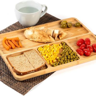 China Durable Bamboo Tray Cheese Plate, Rectangular Wooden Food Serving Saucer Tray for Coffee, Tea, Fruit for sale