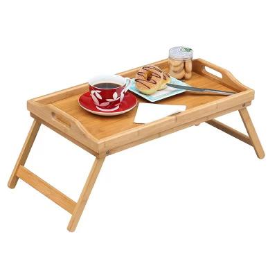 China Foldable Bamboo Bed Tray Table with Folding Legs, Portable Foldable Laptop Serving Tray, Breakfast Tray for Bedroom for sale