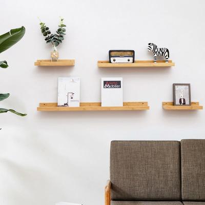 China High Quality Durable Bamboo Floating Wall Shelf for Home Decoration for Bedroom, Living Room, Office, Kitche (2pcs) for sale