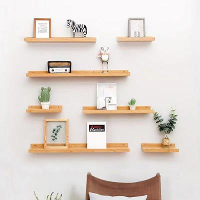 China Durable Bamboo Picture Display Ledge, Wall Mounted Floating Shelf for Home Decoration (2pcs) for sale