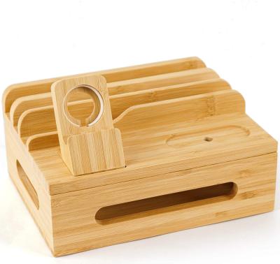 China Viable Bamboo Multi-Funciton Phone Holder Charging Station (Charger Not Included) for sale