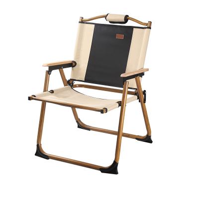 China Lightweight Portable Outdoor Folding Wooden Camping Chair Chair Beach, Easy Folding Chair (Khaki with Black) for sale