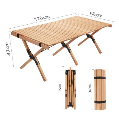 China Lightweight Foldable Outdoor Picnic Table, Lightweight Wooden Egg Roll Table with Carry Bag, Easy to Carry for sale