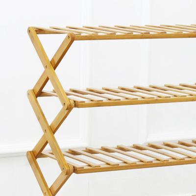 China Durable Multi-Tier Foldable Bamboo Bamboo Shoe Rack for Hallway, Bathroom, Living Room and Hallway for sale