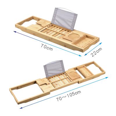 China Low Price Viable Special Design Bamboo Bath Tray Bathtub With Phone Holder for sale