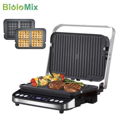 China Household BioloMix 2000W Electric Touch Grill Digital Griddle and Panini Press, Optional Waffle Maker Plates, Opens 180 Degree Barbecues for sale