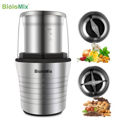 China Electric Kitchen Cereals Coffee Grinder Double Cups Wet & Dry Electric Nuts Beans Spices Beans Grinder Machine Multifunctional Home Biolomix Coffee for sale