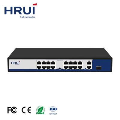 China Wholesale 16 Ports Network Switch VLAN/Extend 250-Meter Shenzhen 200W Power Supply PoE Switch with 2 Gigabit Ethernet Uplink Ports for sale