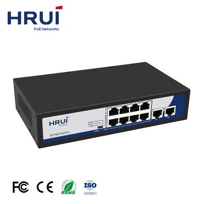 China Hot Selling 8 VLAN Ports PoE Switch Support PoE Watchdog VLAN With 2 Uplink 100Mbps Ports for sale