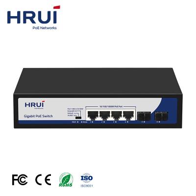 China Support VLAN Competitive Price 4 Ports Gigabit PoE Switch 120W Power Supply With 2 Gigabit SFP Uplink Ports for sale