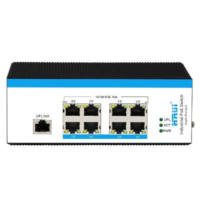 China POE HRUI 8 Port 10/100M Metal Shell Industrial POE Network Switch for sale