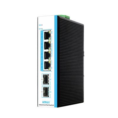 China Hot Selling POE 5 Years Warranty DIN Rail Uplink 2 Port Unmanaged SFP 4 Gigabit Ethernet POE Industrial Switch for sale