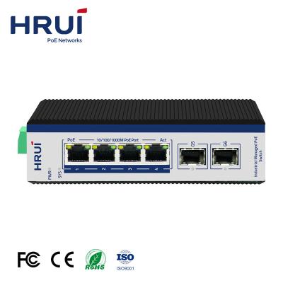 China LACP Newcomer 4 Port L2 Managed Industrial Gigabit PoE Switch With 2 Gigabit SFP Uplink for sale