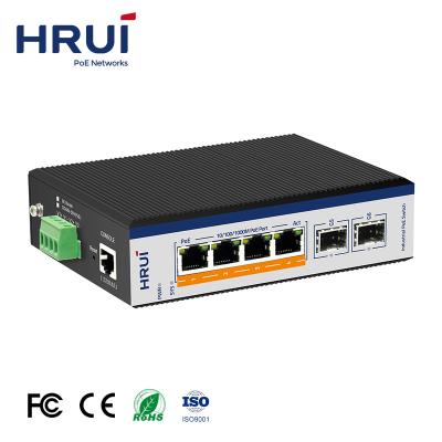 China Factory Wholesale POE BT90W Power Supply 4 Ports Industrial L2 Gigabit Controlled PoE Switch With 2 Gigabit SFP Ports for sale