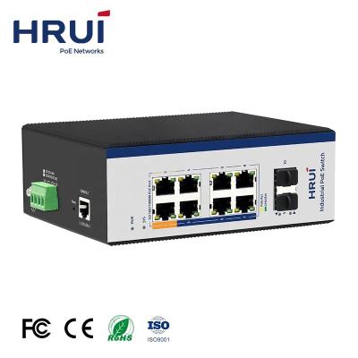 China Hot Sale Industrial PoE Switch L2+Managed Aluminum Shell 8 Ports PoE 2 SFP Ethernet Network Switch for sale