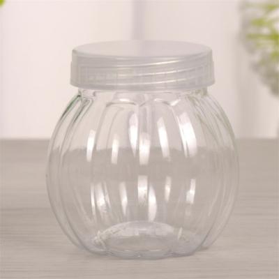 China Eco - Friendly Transparent Pet Pumpkin Shape Plastic Candy Jar With Plastic Lid for sale