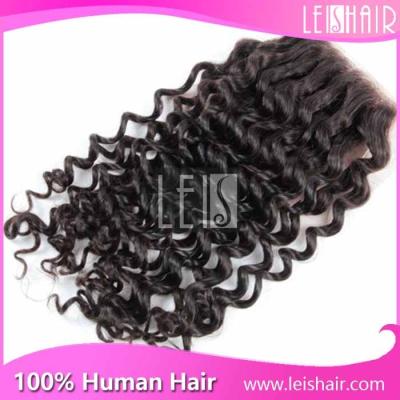 China fashion peruvian virgin hair curly wave lace closure for sale