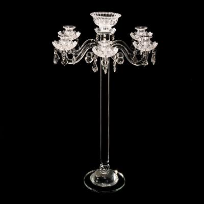 China MH-ZT320 Tall Crystal Candelabra Centerpieces Weddings 7AM Table Candlestick Candle Holder for sale