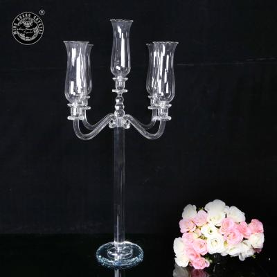 China MH-ZT240 Gift 5am Crystal Table Centerpiece Wedding Crystal Candelabra Candle Holder Candlestick for sale