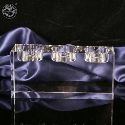 China MH-ZT281 3 holes home decoration tealight wedding crystal glass candle holder decoration for sale