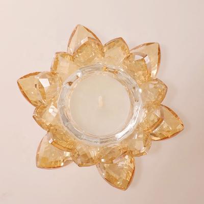 China MH-ZT0144 2cm orange crystal wedding flower lotus flower tealight home decoration 4cm crystal candle holder for sale