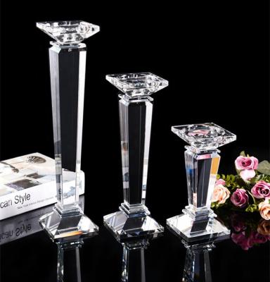 China Europe MH-ZT154 Crystal Glass Tall Stemmed Candlestick Votive Candle Holder for sale