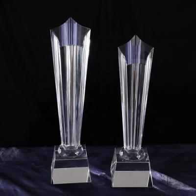 China MH-JB0151 Non-profit Organizations Custom Engraving Large Crystal Blank Crystal Star Shape Columm Award Glass Trophy for sale