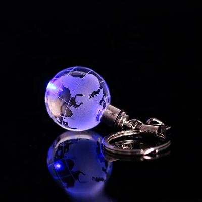 China MH-YS12 gift colorful keychain custom crystal soccer LED earth globe head chain keychain for sale