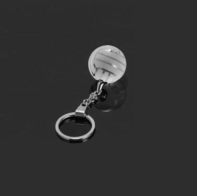 China MH-YS11 gift volleyball shape crytsal glass key chain engrave logo crystal volleyball key chain for sale