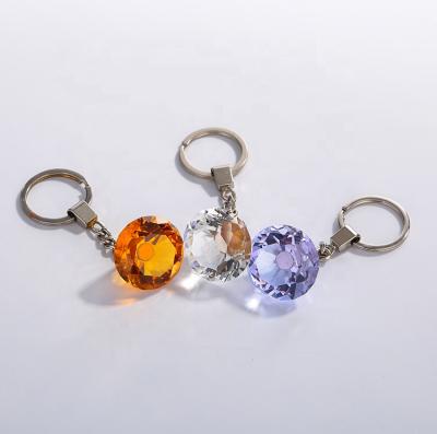 China Gift MH-YS11 Engraving Crystal Glass Keychain Souvenirs Crystal Glass Diamond Key Chain Decoration for sale