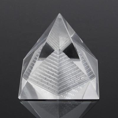 China China MH-JT011 customized wholesale crystal glass paperweight paperweight pyramid logo pyramid white for sale