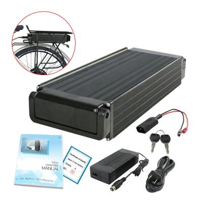 China Ebike Rear Rack Type 48V 18Ah 1000W Electric Bike Li-ion Battery Pack With 2A Charger for sale