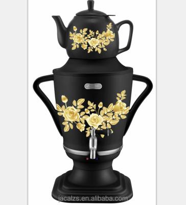 China Keep Hot Function 3.2L Food Grade Plastic Iranian Samovar with Paint and Glass Flower Teapot CE/GS/RoHS/LFGB for sale