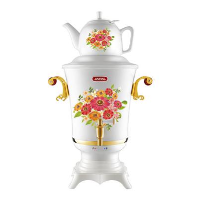 China Keep Hot Function Plastic Electric Samovar with Flower Metal Painting Handle and Glass/Ceramic Teapot for sale